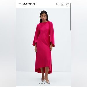 MANGO Pink Raphi Maxi Satin Dress
